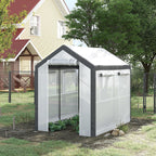 outsunny 8' x 6' x 7.5' walk-in greenhouse shown in use