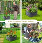 Sunnydaze 11.75" H Raised Metal Garden Bed - Galvanized Raised Garden Bed Outdoor for Vegetables and Flowers - Dark Gray - Square