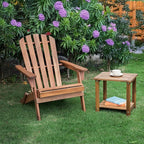 Double Adirondack Side Table, Weather-Resistant Rectangular End Table for Patio, Garden, Lawn, and Living Room. Ideal as a Stylish Indoor and Outdoor Side Table Companion, Natural