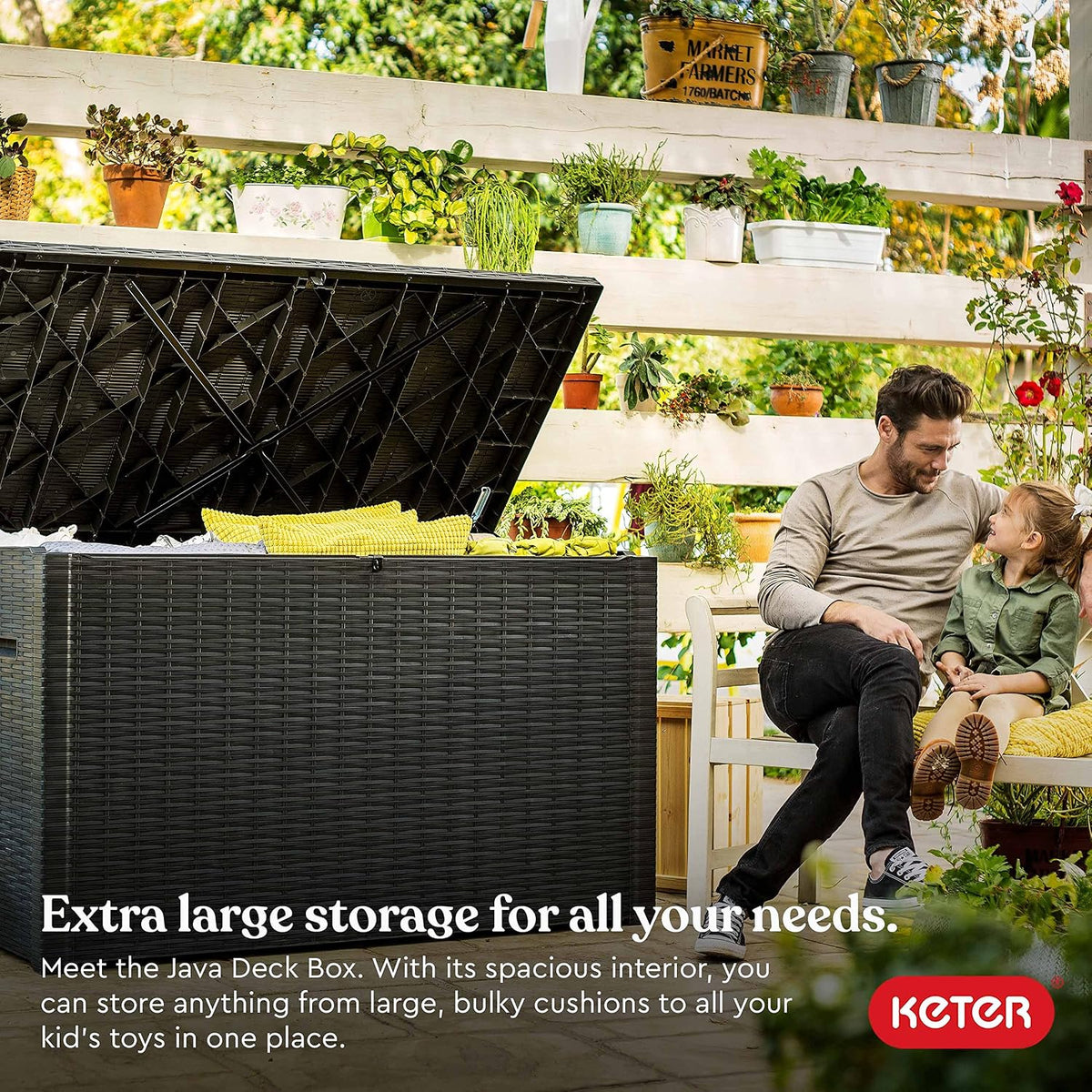 keter java 230 gal outdoor storage box for shown in use