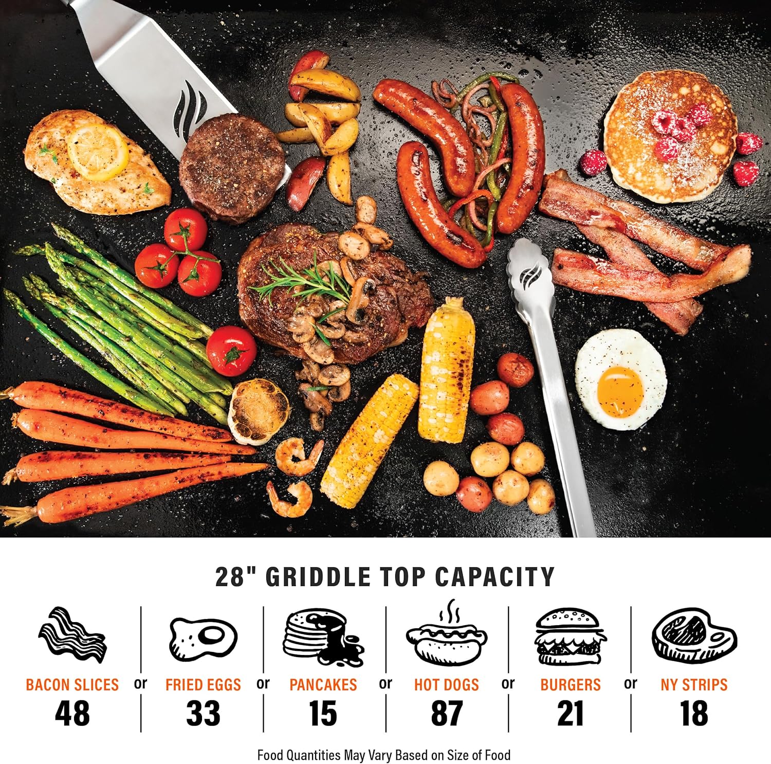 Blackstone 2311 Iron Forged 28” Omnivore Griddle with X-Braced Hood, Powder Coated Steel, Black