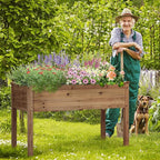 Yaheetech 1pc Raised Garden Bed 48x24x30in Elevated Wooden Horticulture Planter Box with Legs Standing Growing Bed for Gardening/Backyard/Patio/Balcony, Dark Brown