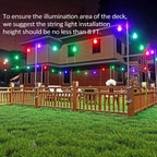 2 Pack 6.5 FT Stainless Steel String Lights Pole Bracket/Holder for Deck Railing Wood Posts, Black