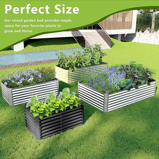 8x2x2FT Galvanized Raised Garden Bed,Galvanized Planter Boxes Outdoor, Large Metal Raised Garden Beds for Vegetables-Green