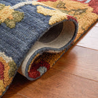 SAFAVIEH Blossom Collection Runner Rug - 2'3" x 6', Navy & Multi, Handmade Wool, Ideal for High Traffic Areas in Living Room, Bedroom (BLM401N)