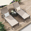 Amopatio Patio Lounge Chair Outdoor Chaise Lounge Set of 2 for Pool | with Side Table Weather Resistant 5-Position Adjustable Backrest Heavy Duty Steel Frame 400 LBS Capacity;Khaki