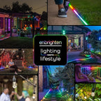 Enbrighten Vintage Outdoor String Lights, 48ft, 24 RGB Acrylic Bulbs, Weatherproof, RF Remote Control, Perfect for Holidays, Gameday, Parties, and More, 37790