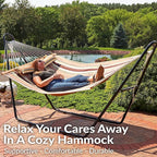 Sunnydaze Quilted Outdoor Hammock with Spreader Bars - Heavy-Duty 450-Pound Capacity Double Hammock for Outside - Sandy Beach