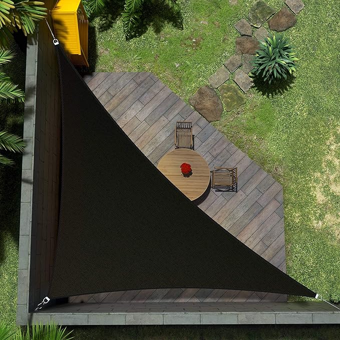 Amgo Custom Size 9' x 14' x 16.6' Black Right Triangle Sun Shade Sail Order to Make Canopy Awning UPF50+ AGSLT, 95% UV Blockage, Water & Air Permeable, 200GSM Commercial Standard (We Customize)