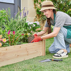 Yaheetech 8×2ft Wooden Horticulture Raised Garden Bed Divisible Elevated Planting Planter Box for Flowers/Vegetables/Herbs in Backyard/Patio Outdoor, Natural Wood, 95 x 25 x 11in