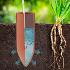 Relaxdays Clay Watering Spikes, Set of 3, 330ml, Irrigation Stakes for Houseplants & Balcony Pots, with Lid, Terracotta, Ceramics, 330 ml