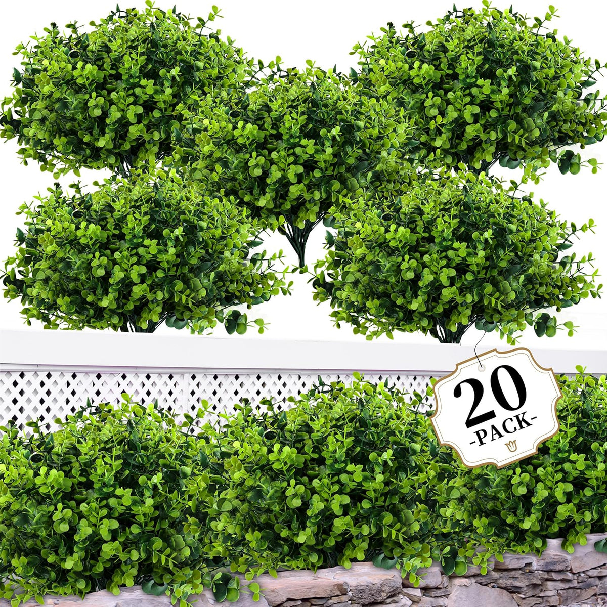 coloplay 20 bundles artificial greenery boxwood plants, fake, main product view