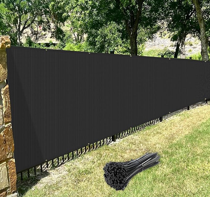 Windscreen4less Privacy Fence Screen Heavy Duty Windscreen Fencing Mesh Fabric Shade Net Cover with Brass Grommtes for Outdoor Wall Garden Yard Pool Deck, 6'x280' Black